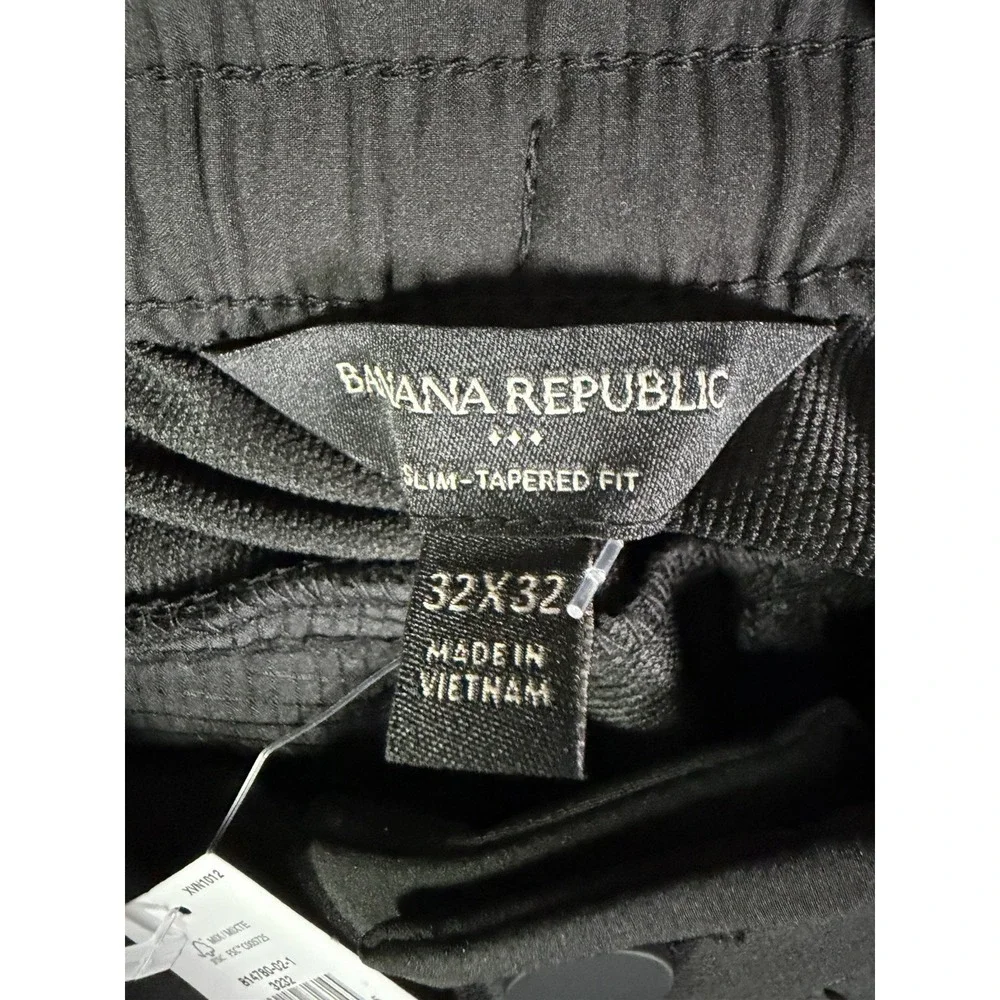 NWT Banana Republic Pants Mens 32x32 Black Performance Slim Tapered Fit Golf